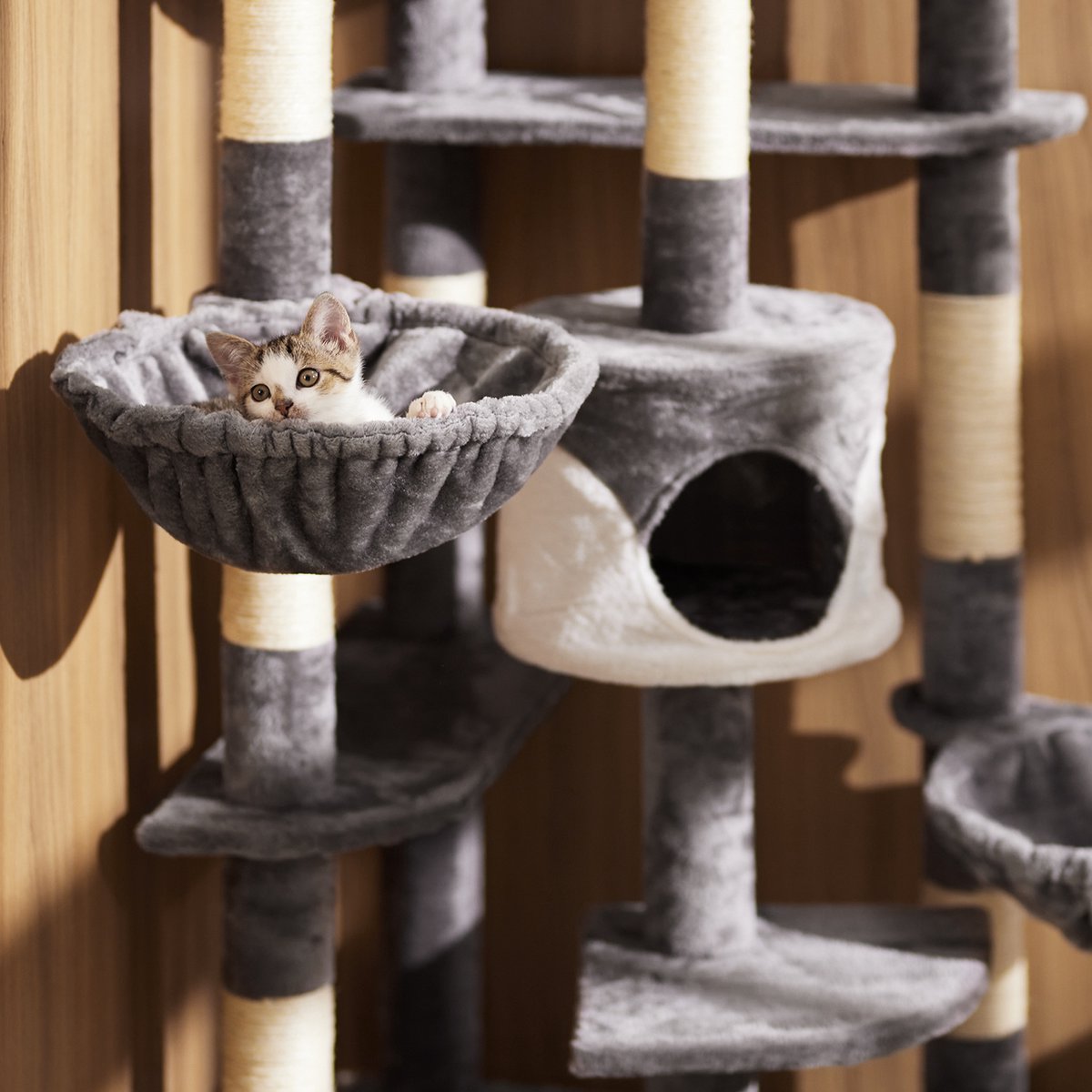  Tectake - Krabpaal Fippi Kattenkrabpaal - 201 Cm Hoog - Rood/wit - 402187