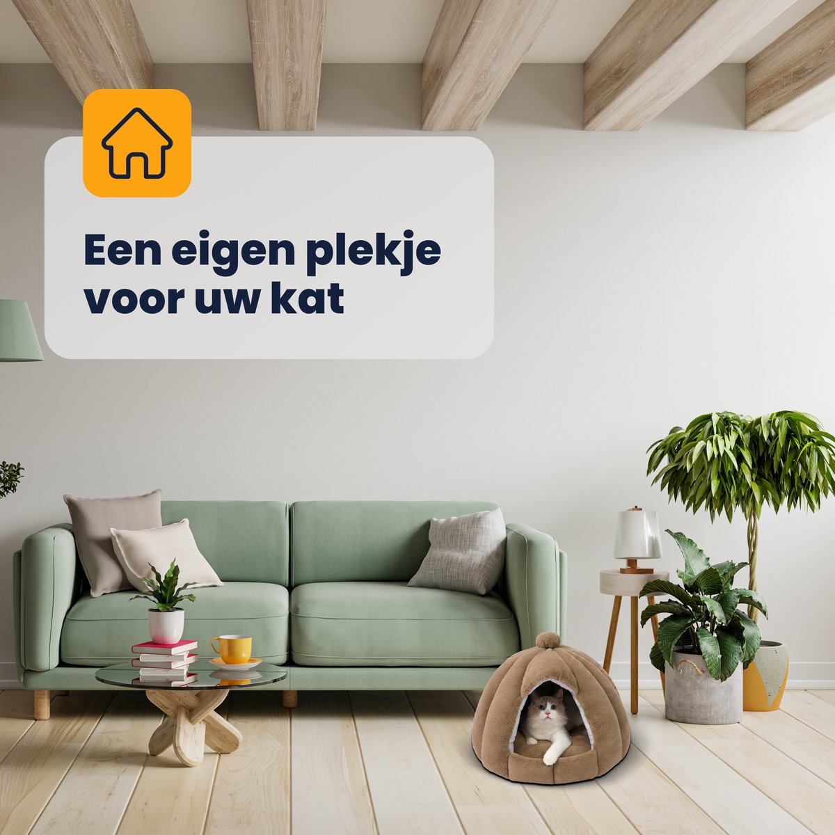  MIRO Katten Huis - Kattenhuizen - Kattenhok - Kattenmand - Dierenhuis - Extra Zacht - Bruin