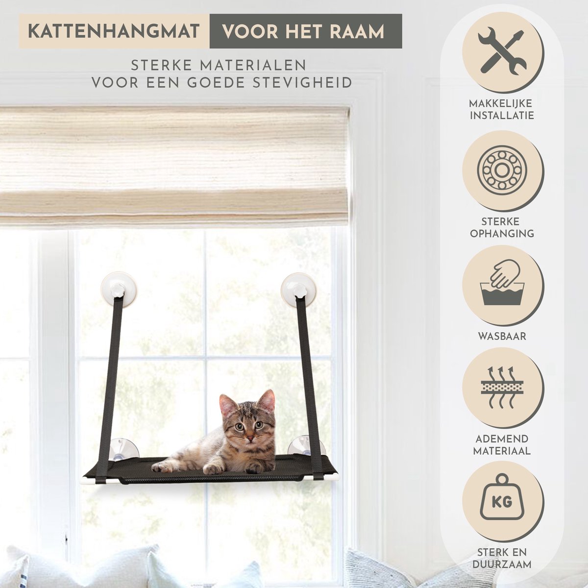  TACTIV PETS® Kattenhangmat | Hangmat Kat | Kattenhangmat Raam | Kattenmand