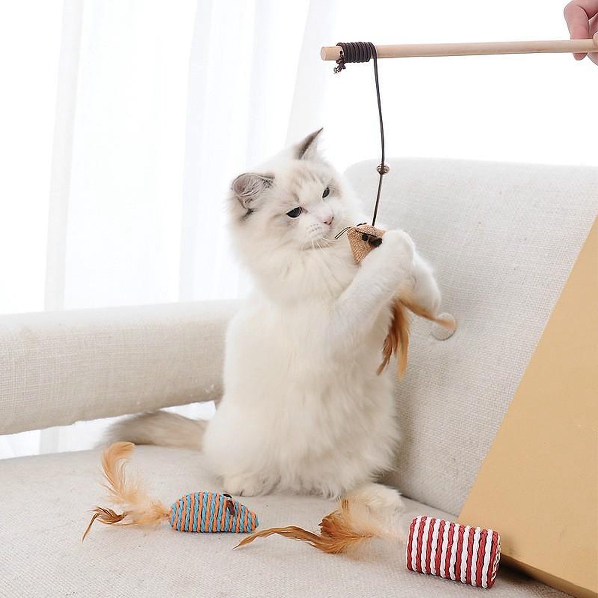  GIZMO Luxe Kattenspeeltjes Set - 7 Speeltjes - Interactieve Kattenhengel, Kattenspeelgoed &amp; Speelmuisjes - Kitten Speeltjes