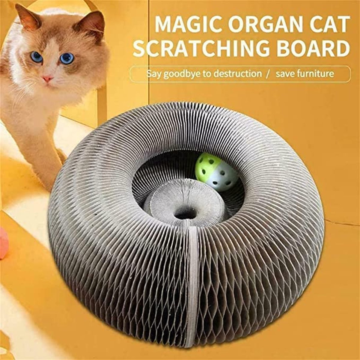  Magic Organ Cat Scratching Board Speelgoed |Magic Krab Karton Krabmat Voor Katten Design Krabkarton Voor Katten 2in 1 Met Speelgoed Balletje- Kattenspeeltjes - Alternatief Voor De Katten Krabpaal - Kattenspeelgoed -TikTok - TikTok Made Me Buy It