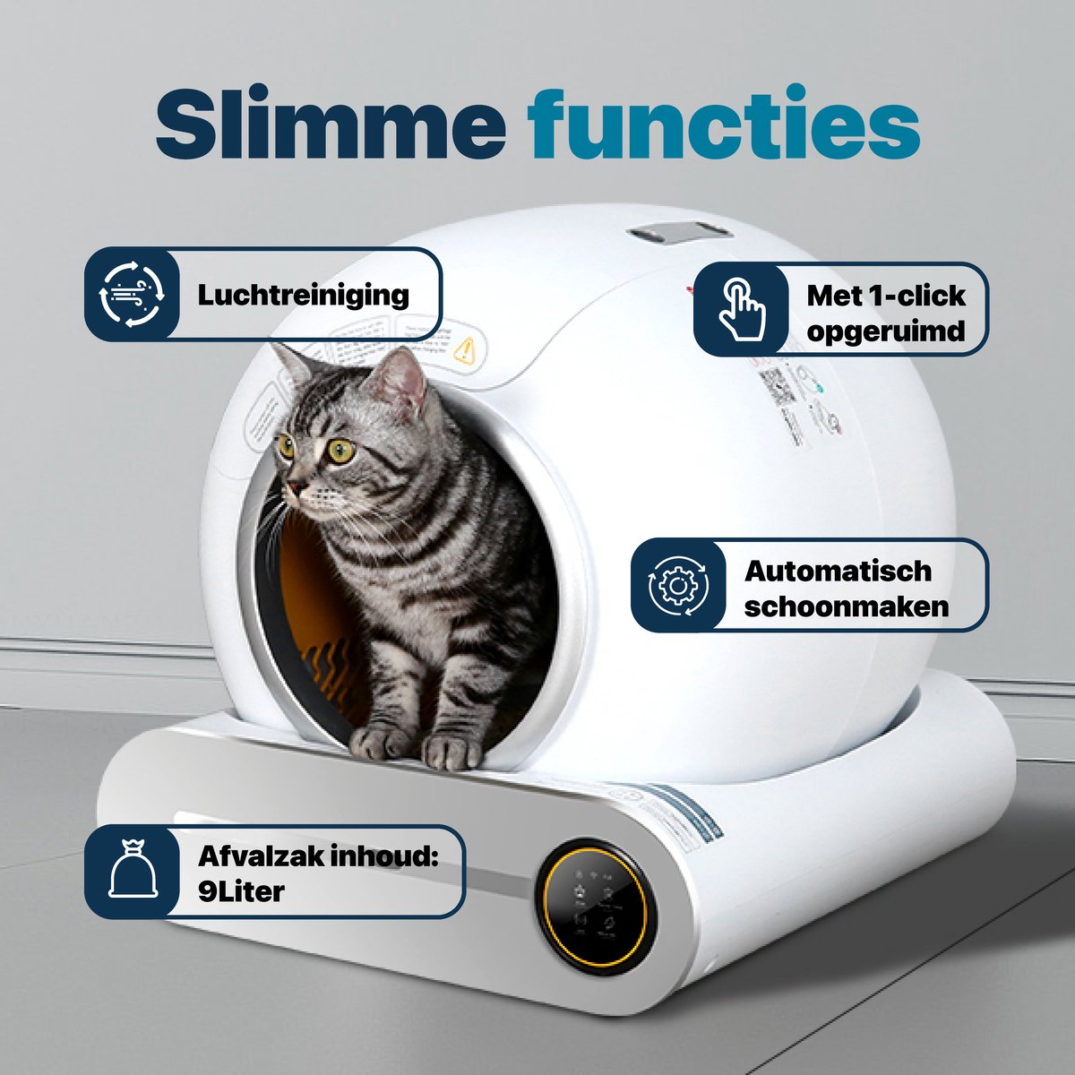  BOME Automatische Kattenbak - Zelfreinigende Kattenbak - Met App En Touchscreen - 65L