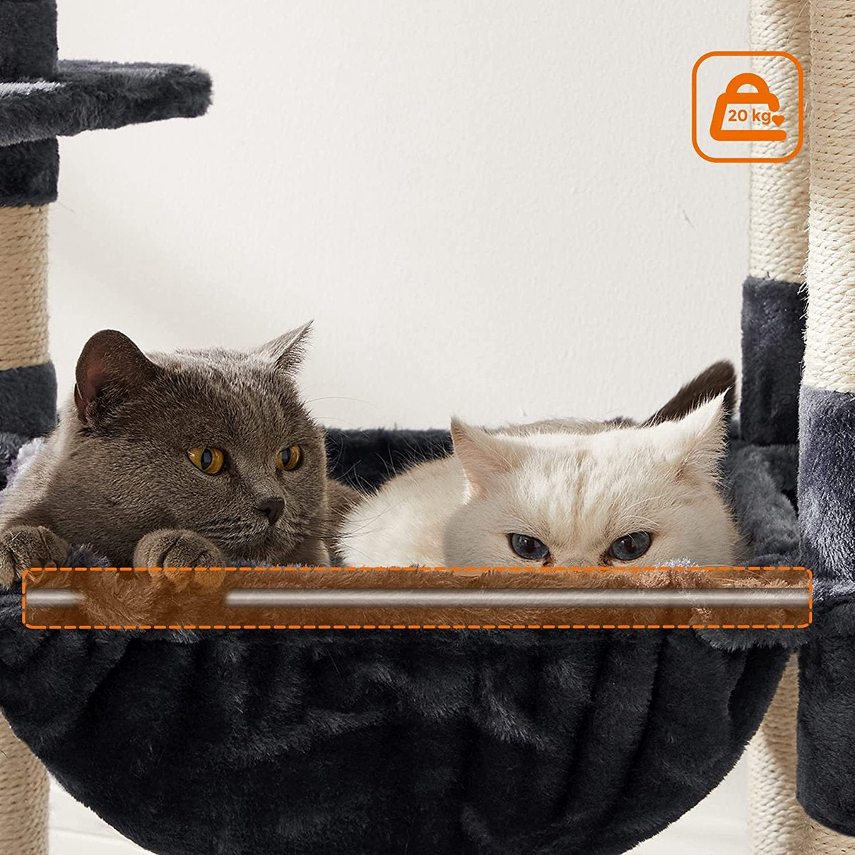  Krabpaal Voor Katten - Kattenboom - Met 2 Uitkijkplateaus - Grijs