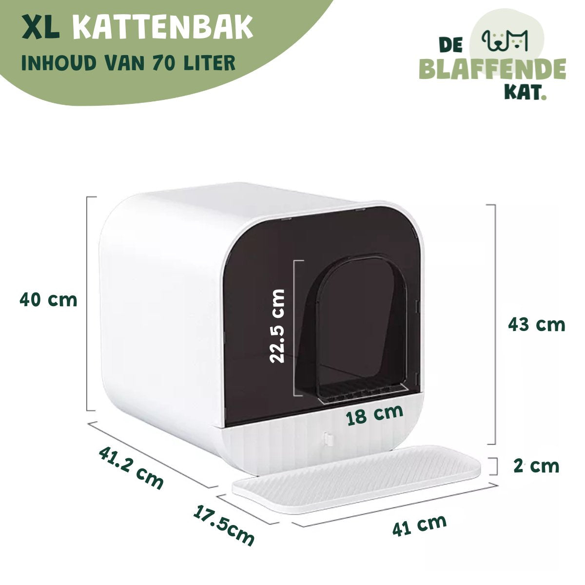  De Blaffende Kat Moderne Kattenbak - Met Uitneembare Lade En Kattenbak Mat