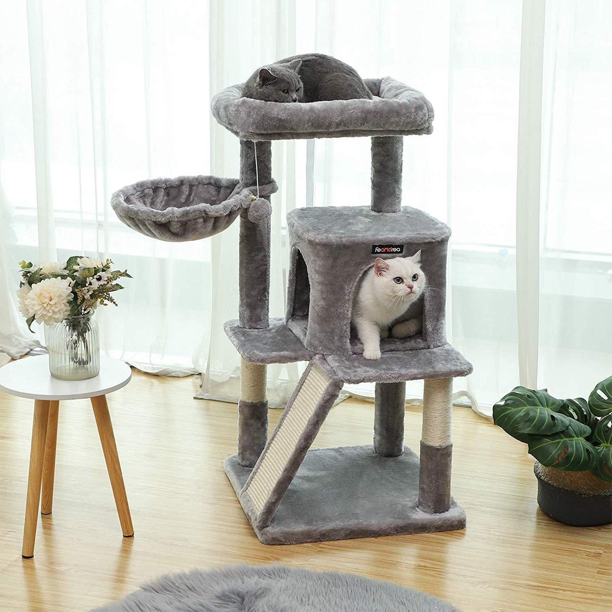  Luxe Krabpaal - Kattenboom Met Krabbord - Lichtgrijs