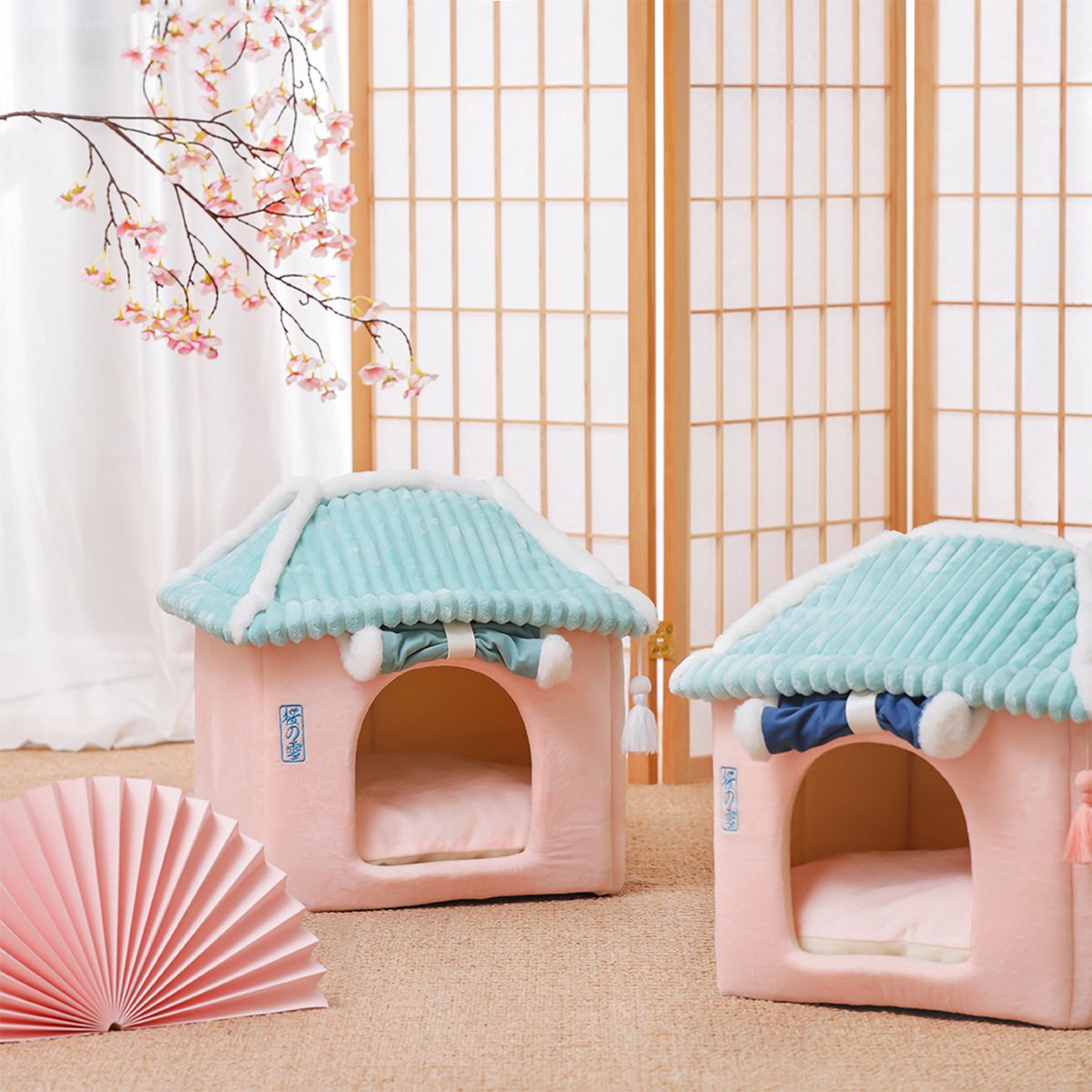 Merkloos Petsential Sakura Japanse Mand - Voor Katten (kattenmand) En Kleine Huisdieren (huisdierenmand)