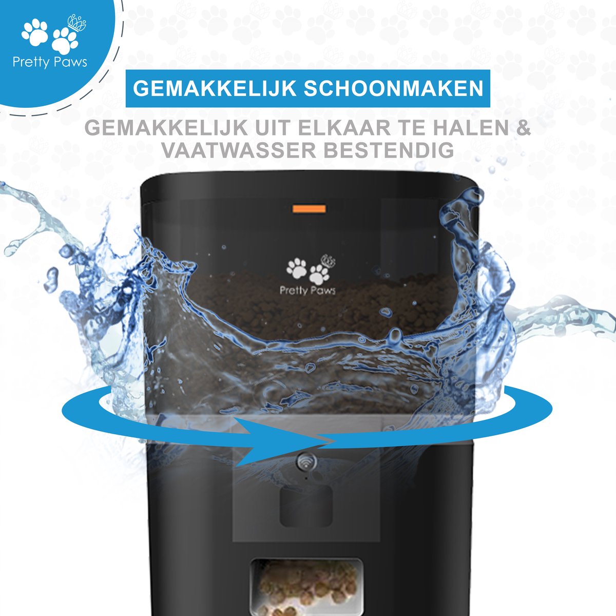  Pretty Paws QQ003 - Wifi Voermachine - Dubbele Voerbakjes - Zwart - Kat - 6L