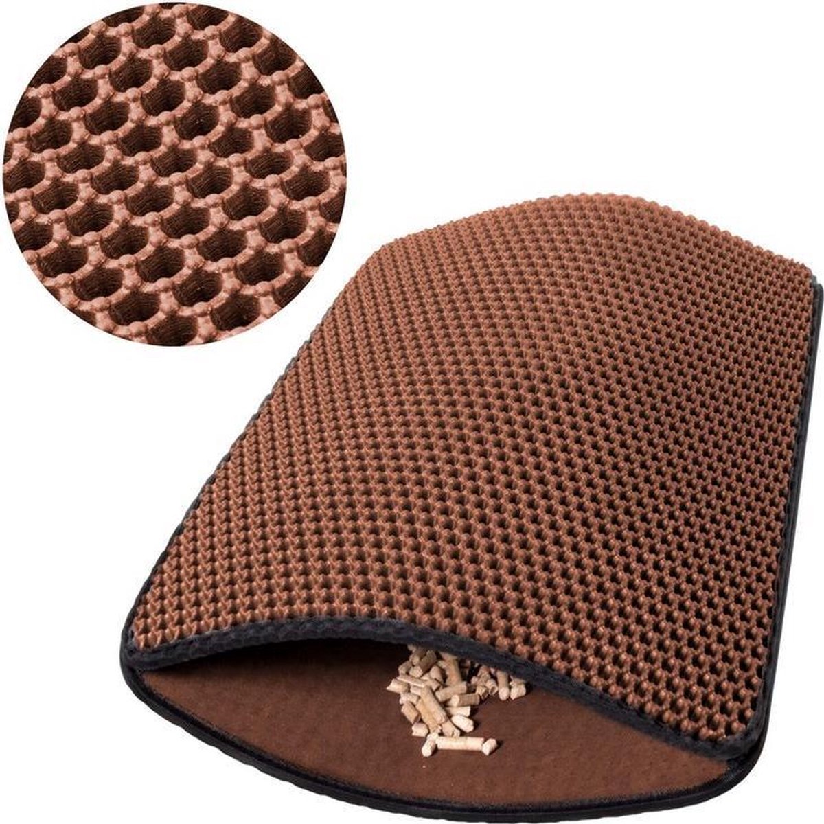  IGOODS - Kattenbakmat Met Filter - 45 X 60 - Waterdicht - Dubbele Laag - Bruin