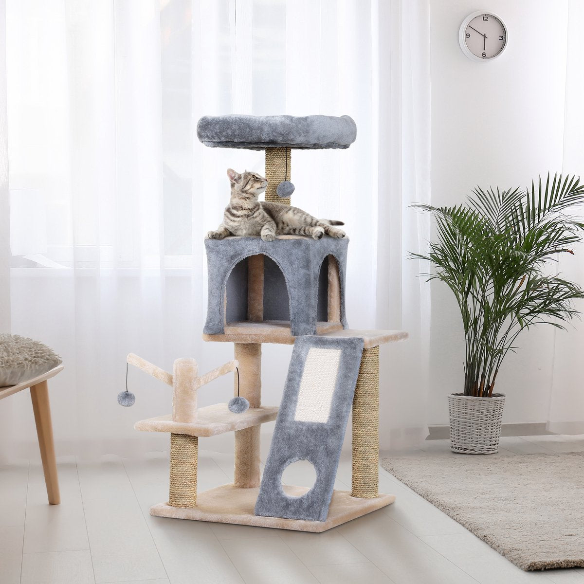  PawHut Kattenboom Klimboom Met Kattengrot Krabboom Kattenhuis Krabpaal D30-220