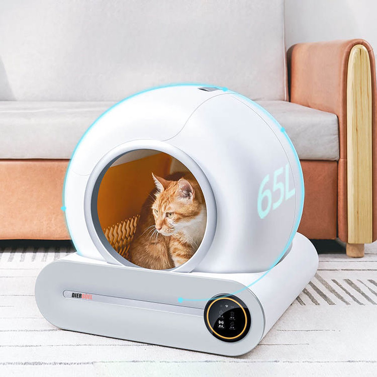  Dierboel Automatische Kattenbak - Zelfreinigende Kattenbak Met App - Ook Geschikt Voor Grote Katten 65L