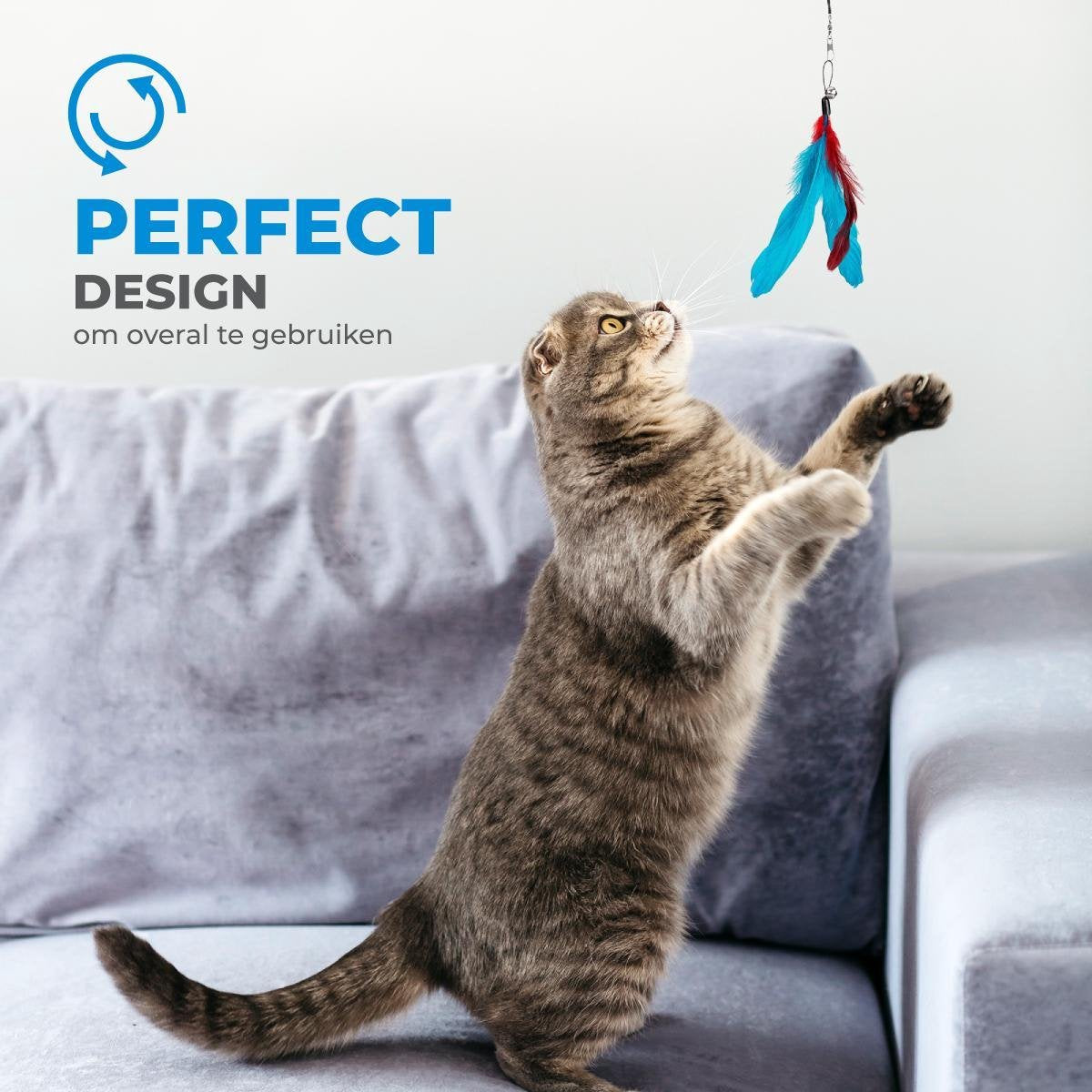 Merkloos 2 Kattenhengels Met 10 Speeltjes – Bewegende Kattenspeeltjes Met Veren En Belletjes – Interactieve Kattenspeelgoed Voor Kittens – Cat Toys