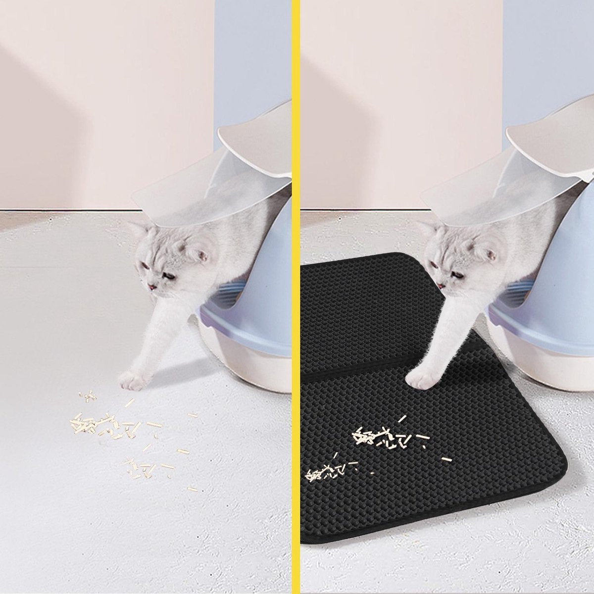  Nobleza Kattenbakmat - Kattenmat Met Filter - Kattenbak Accessoires - Grit Opvanger - 3 Lagen - Waterdicht - 60x45 Cm - Opvouwbaar - Zwart