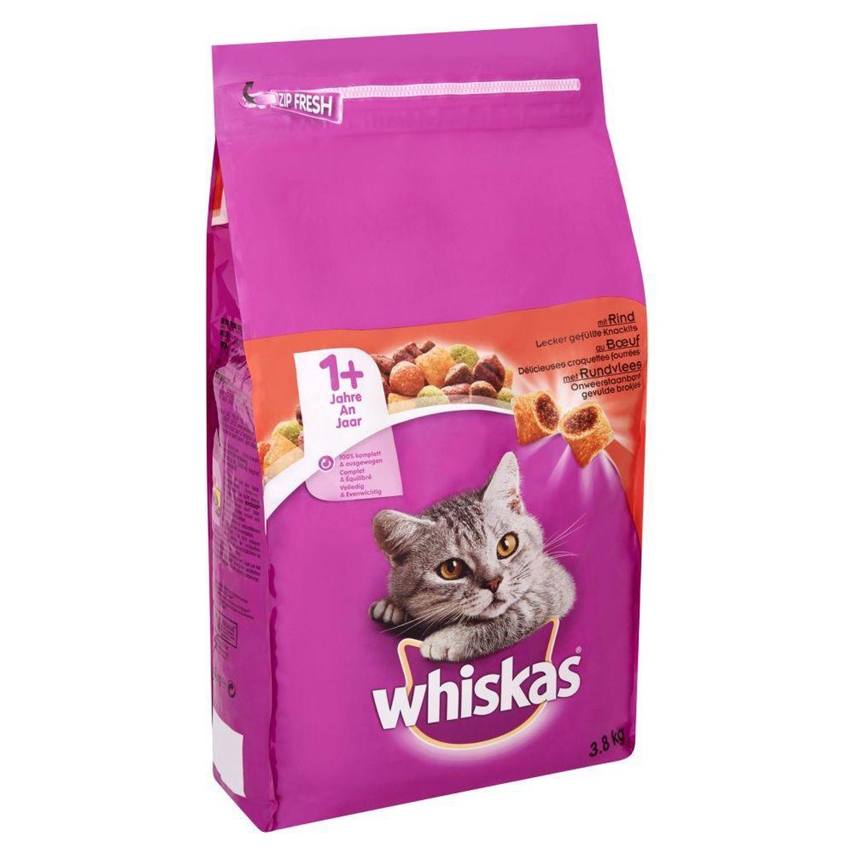  Whiskas 1+ Adult Katten Droogvoer - Rund - 3,8 Kg