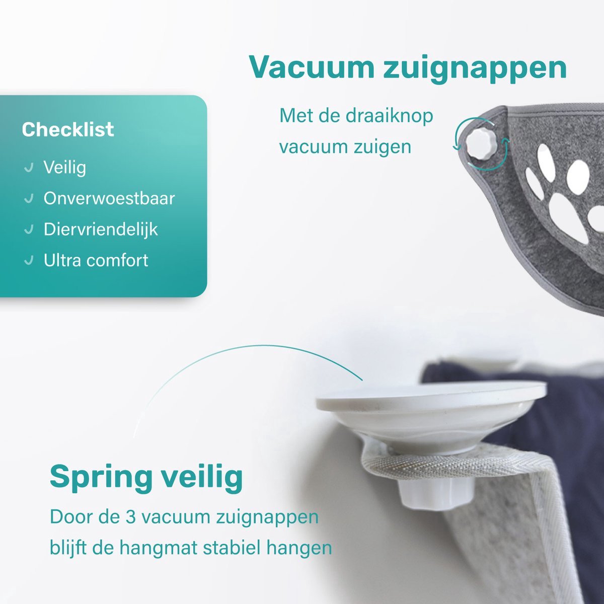  Kattenhangmat - Voor Aan Het Raam - Kom Vorm - Kattenmand - Raam - Hangmat Kat - Dieren - Kattenbed - Kattenmand - Slaapplek - Ligplaats - Grijs