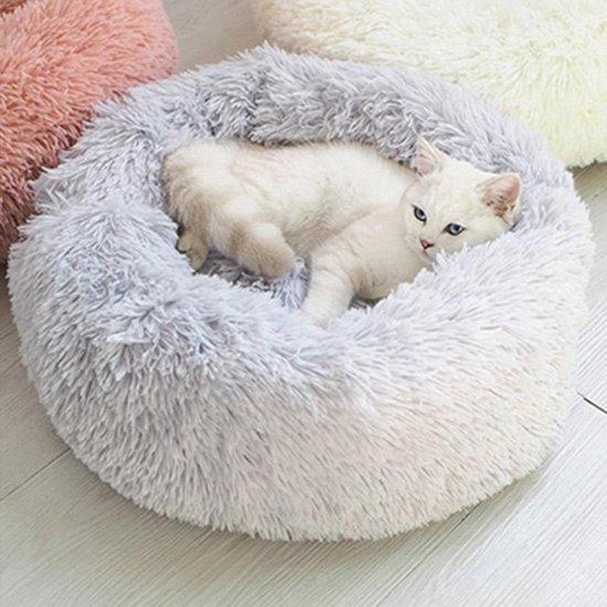  Snoozle Kattenmand - Zacht En Luxe Poezenmand - Kattenmandje Rond - Wasbaar - 100cm - XXL - Lichtgrijs