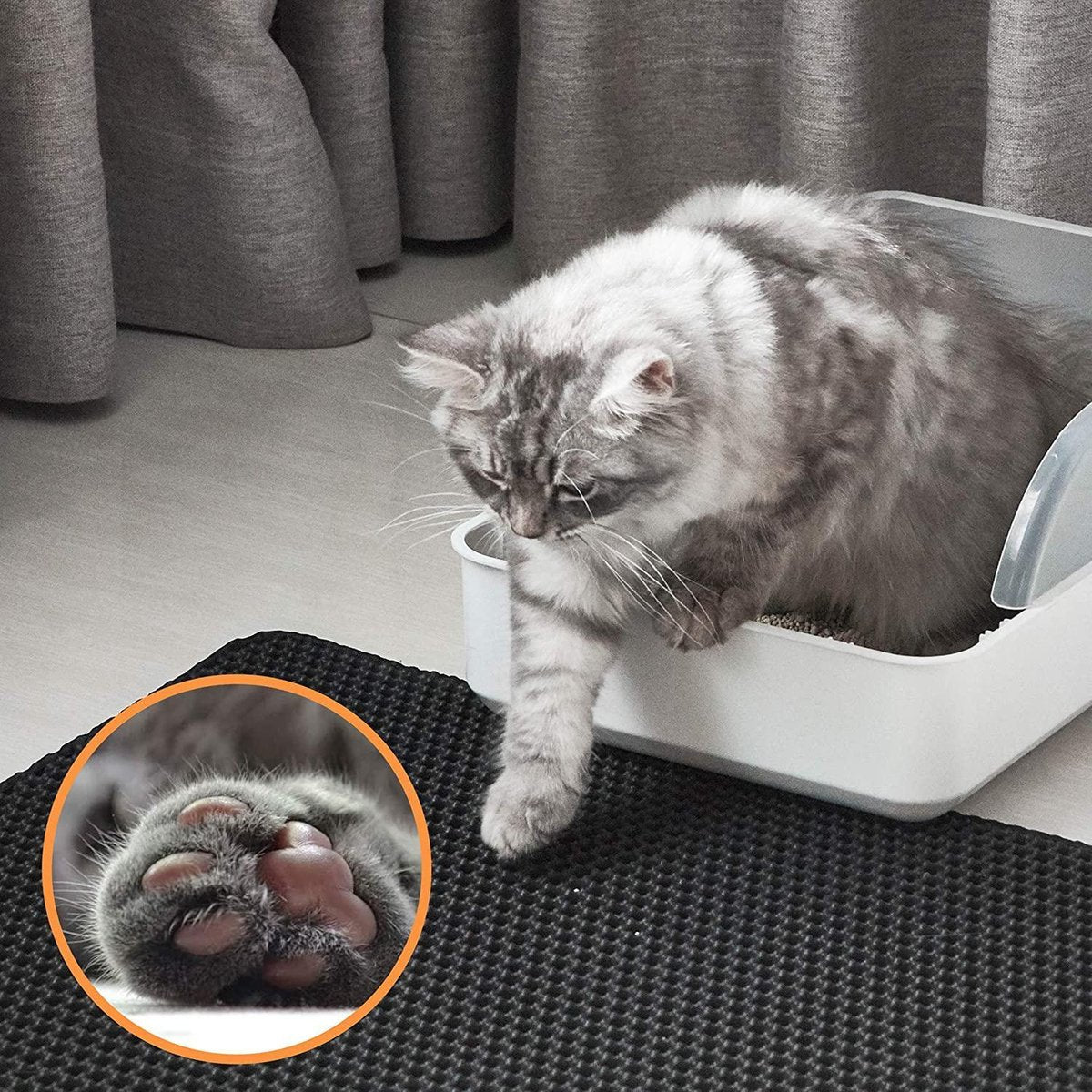  Behave Kattenbakmat - Dubbele Laag - Honingraatdesign - Waterdicht - Katten Grit Opvanger - Schoonloopmat - Kattenbak Mat - Zwart - 45*60 Cm