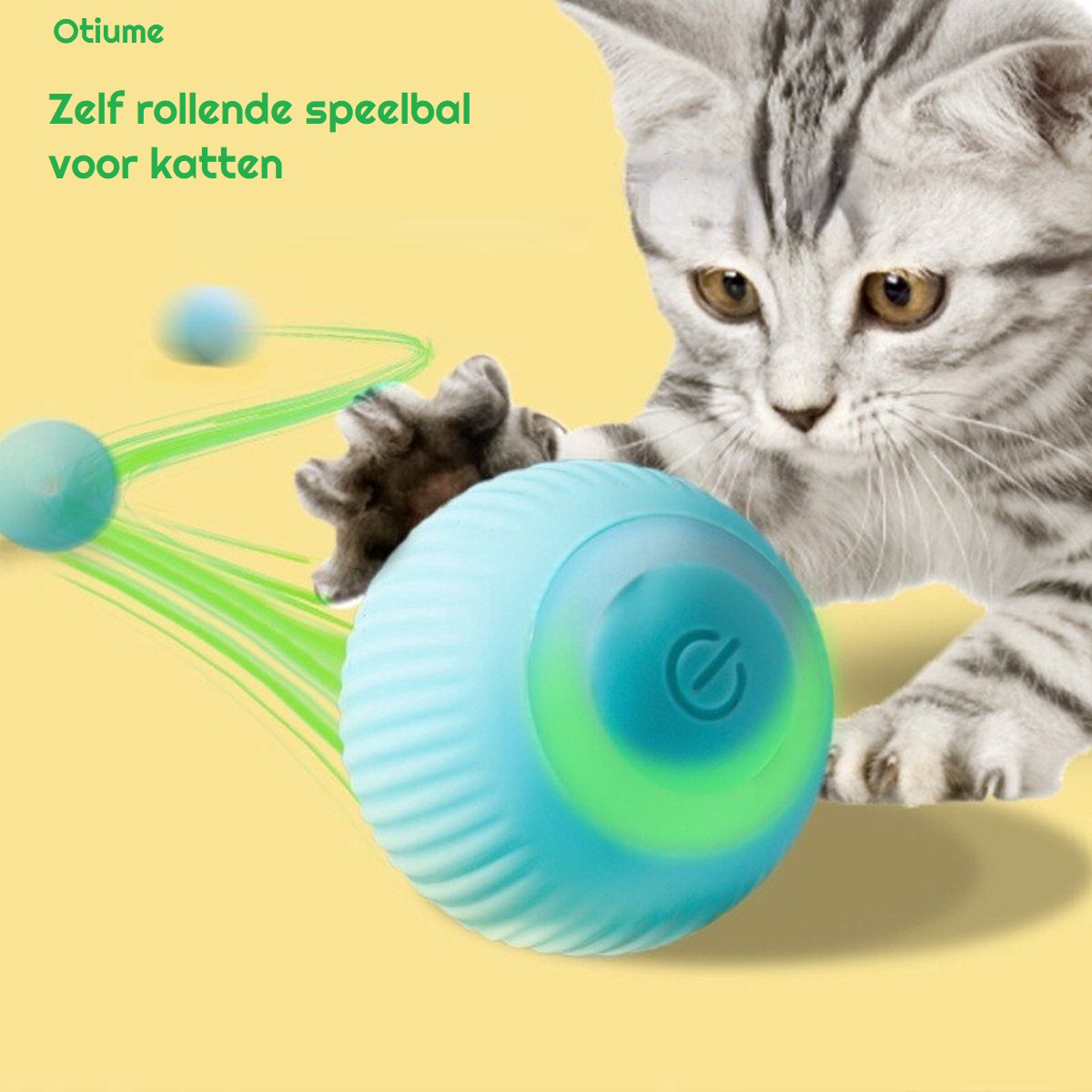  Otiume Slimme Katten Speeltje - Interactieve Zelf Rollende Bal Voor Katten - Kattenspeeltjes - USB Oplaadbaar- Turquoise