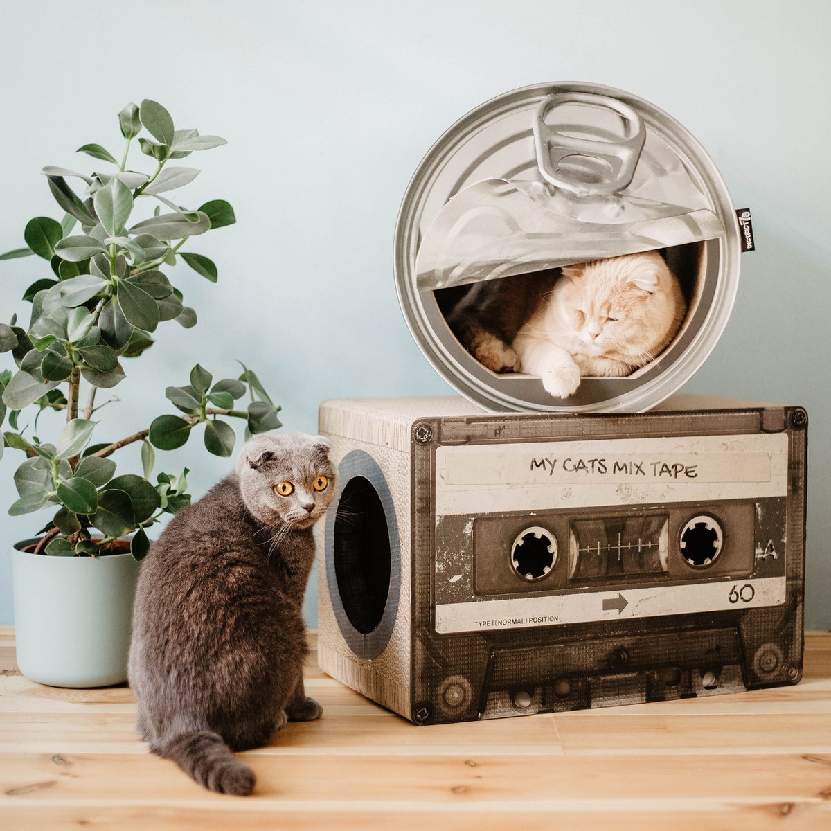  District 70 MIXTAPE - Trendy Retro Krabmeubel Van Duurzaam Karton - Omkeerbaar In Zwart - 54x35x31cm - Zwart