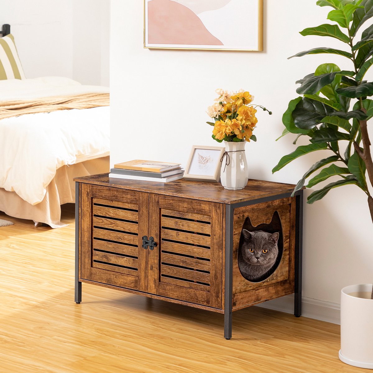 Be-Inspired® Kattenbak Huis – Kattenbakhuis – Kattenbak Ombouw – Kattenbakkast – Kattenmeubel – Kast Voor Kattenbak – Kattenbakhuisje – Kattenbak Cover Kattenbak Box – Houtlook