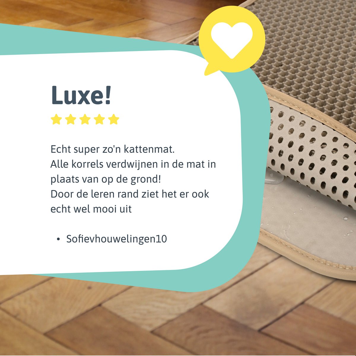 Kattenbakmat - 40 X 50 Cm - Creamy White - Uitloopmat Kat - Kattenbakvulling - Opvang Ruimte - Grit Opvanger - Waterdicht - Beige - Eco-friendly - Incl. Speeltje