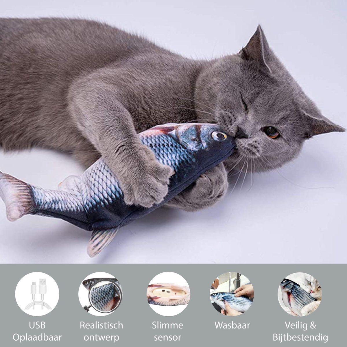  Filo Elektrisch Kattenspeeltje Bewegende Vis 30CM Met Kattenkruid + Goudvis 20CM - Interactief Speelgoed Katten - Elektronisch Kattenspeelgoed - Dansende Elektrische Speelvis Kat - Kattenspeeltjes Intelligentie - Speelgoed Kittens - Speeltjes Kitten
