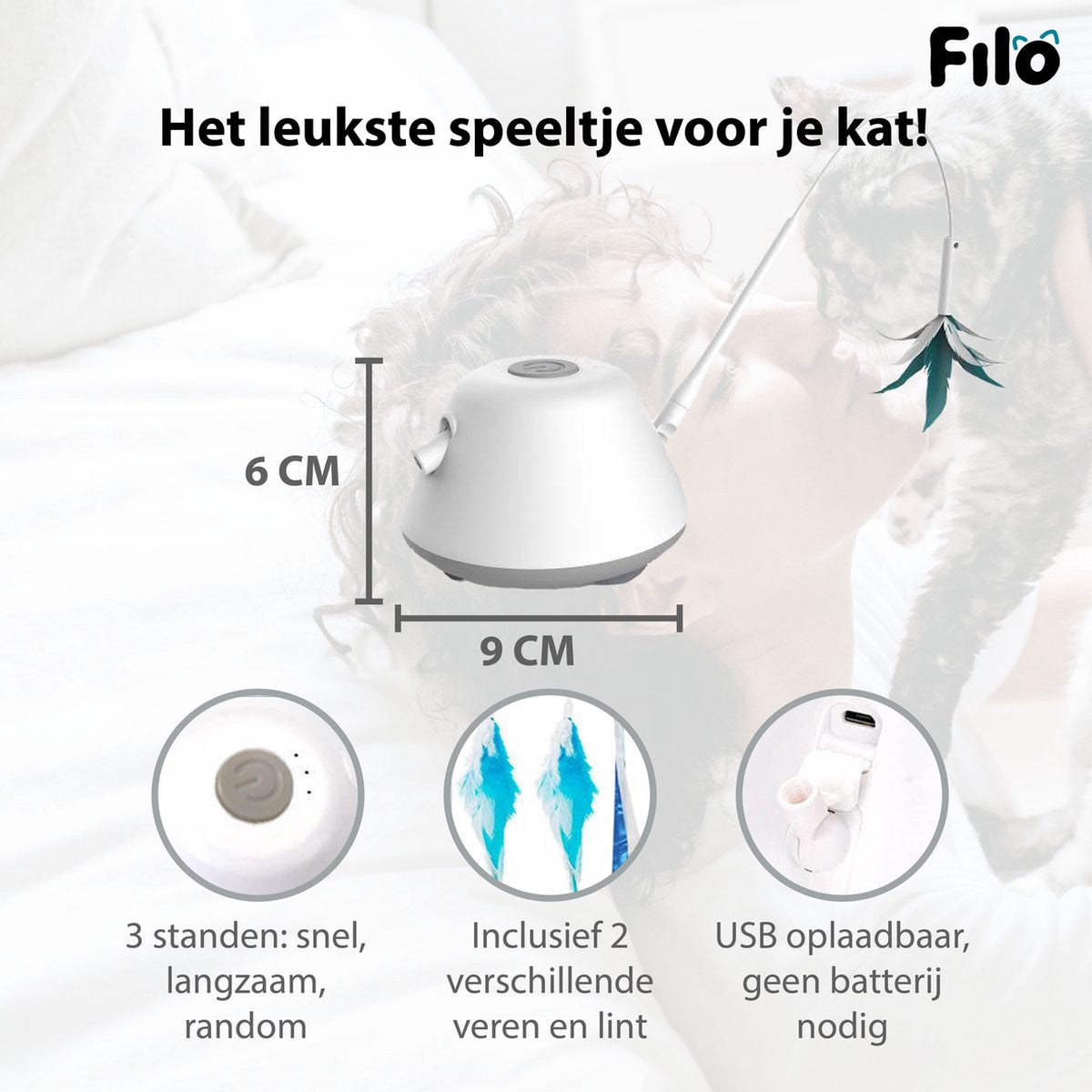  Filo Elektrisch Rijdend Kattenspeelgoed Met Laser - Rijdend Kattenspeeltje - Automatisch Interactief Speelgoed Katten - Kattencadeaus - Elektronisch Speelgoed Kittens - Kat - Kitten - Laserspeelgoed - Kado
