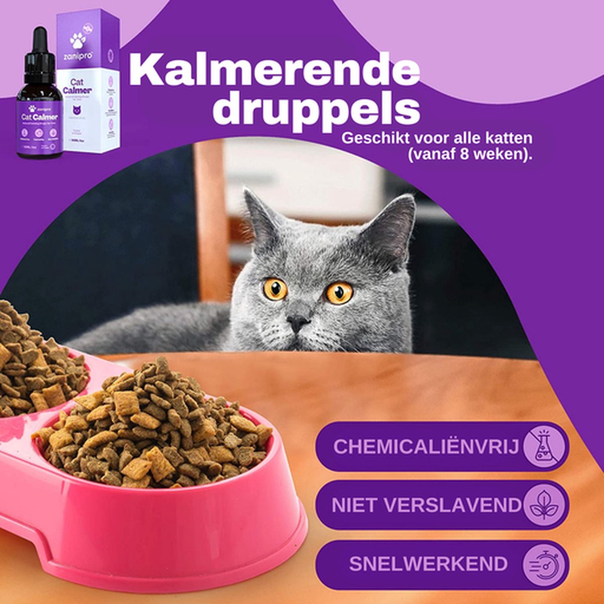  Aerend - Kalmerende Druppels Voor Katten - Anti-stress - Zanipro® 30ml - 100% Natuurlijk Uit Het Verenigd Koninkrijk - Met Ashwagandha &amp; Valeriaan - No Stress Druppels Om Gedragsproblemen Te Verlichten - Voor Thuis En Onderweg