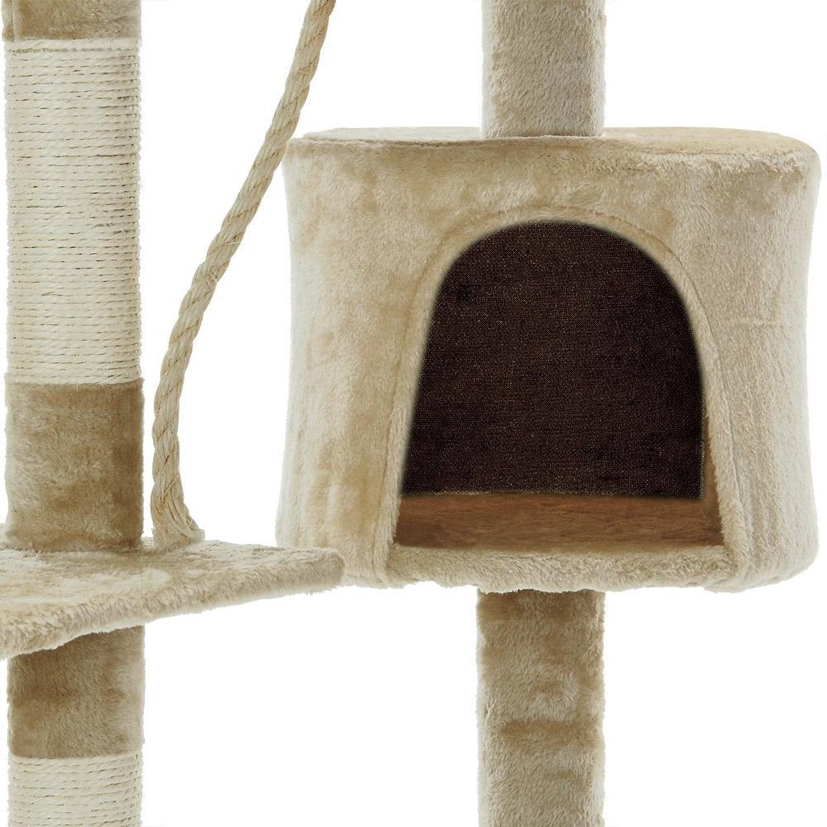 Merkloos Cadoca Kattenboom Beige Met 3 Kijkplekken, 1 Grot, 2 Speelballen En één Touw