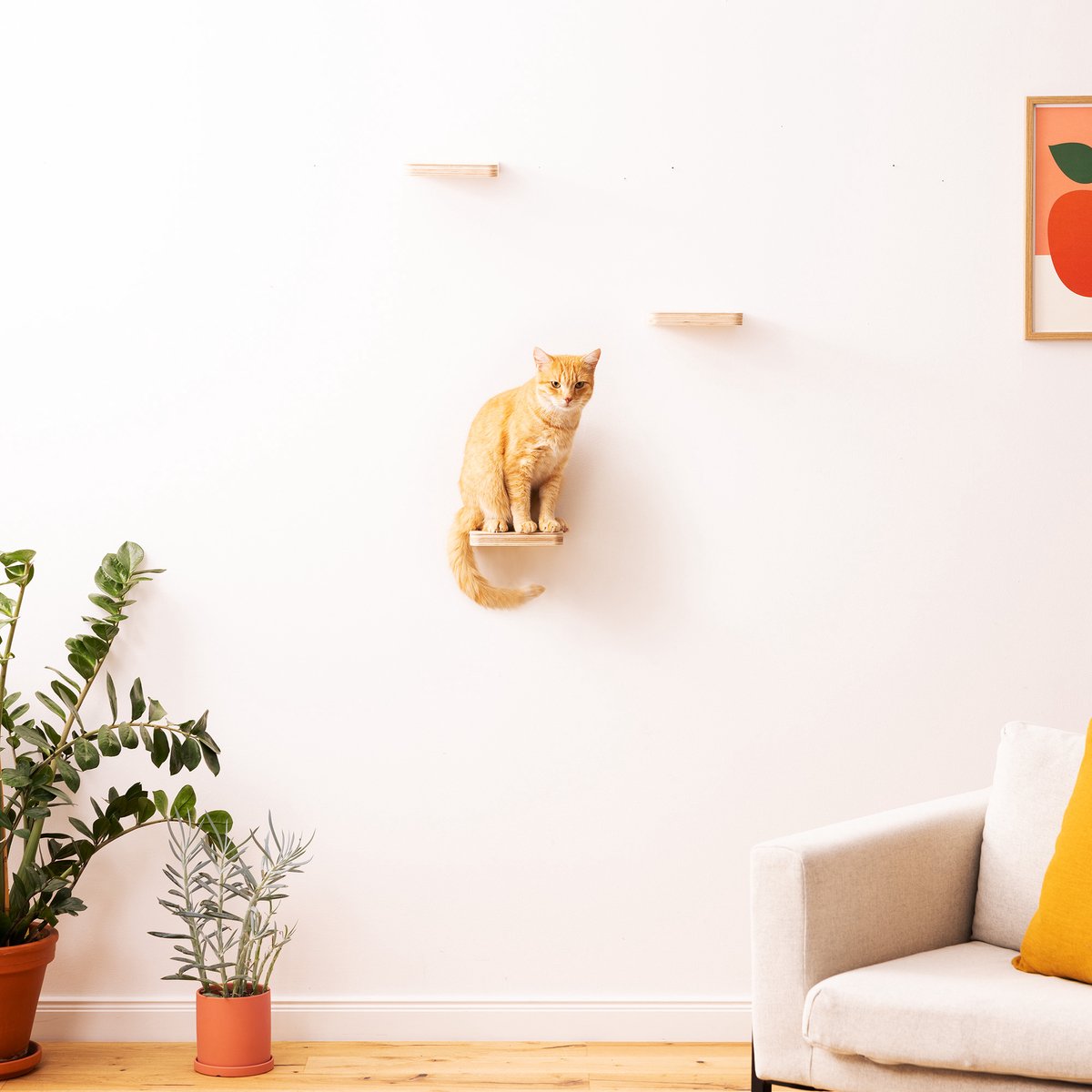  Navaris Katten Klimmuur 3 Tredes - 18 X 18 X 1,5 Cm Per Plankje - Katten Klimwand Van Hout - Inclusief Bevestigingsmateriaal