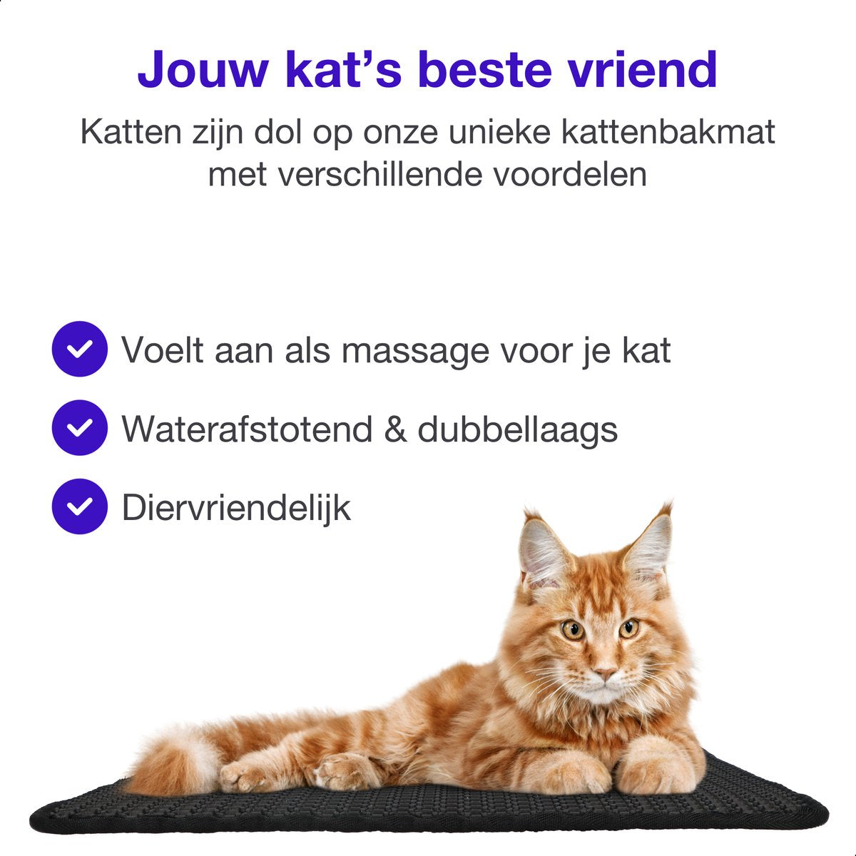  SIMU Lifestyle - Kattenbakmat - Grit Opvanger - Dubbele Laag - Waterdicht - Zwart - 50x40 Cm