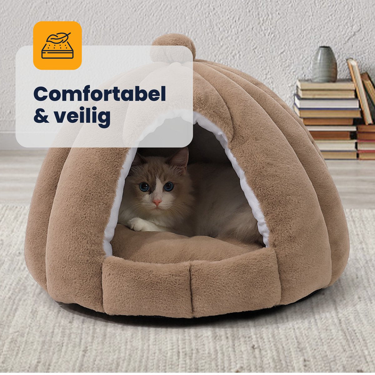  MIRO Katten Huis - Kattenhuizen - Kattenhok - Kattenmand - Dierenhuis - Extra Zacht - Bruin