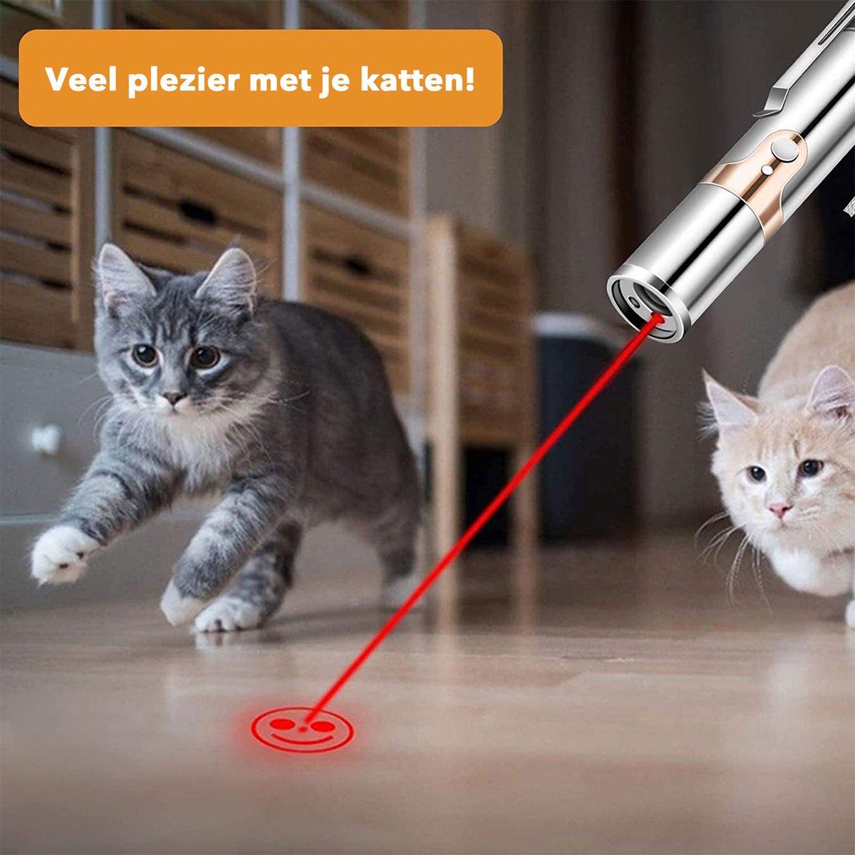  DOWO® - Laserpen - USB Oplaadbaar - Kattenspeeltjes - 7 Verschillende Standen - Laserlampje - RVS Zilver - Laser Pointer
