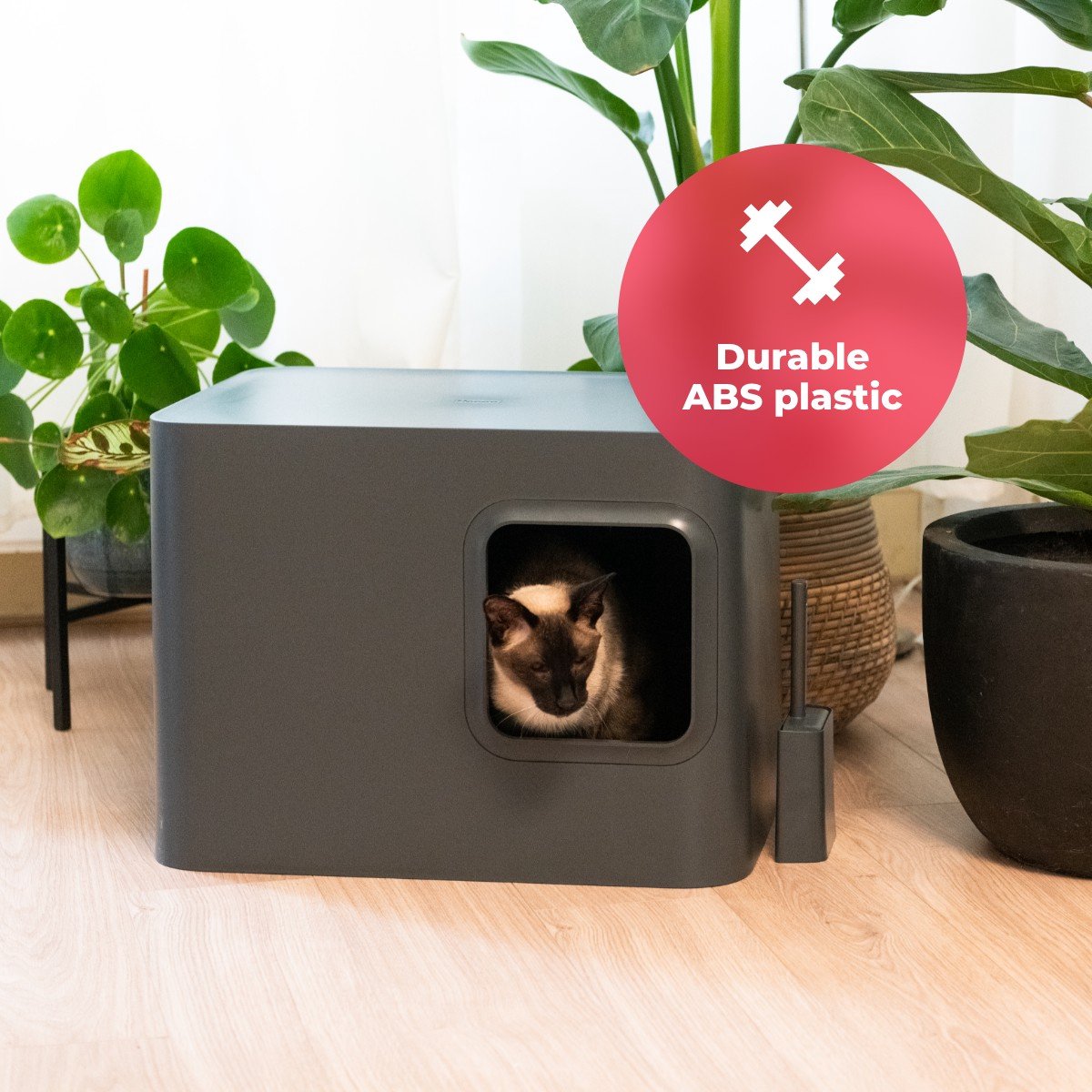  Hoopo® Dome Kattenbak Grijs - Kattenbak - Kattenbakschep - Kattenbakmat