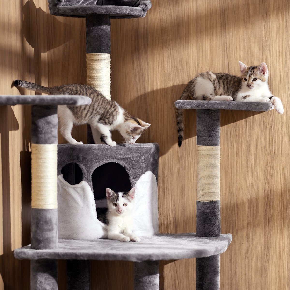  Tectake - Krabpaal Fippi Kattenkrabpaal - 201 Cm Hoog - Rood/wit - 402187