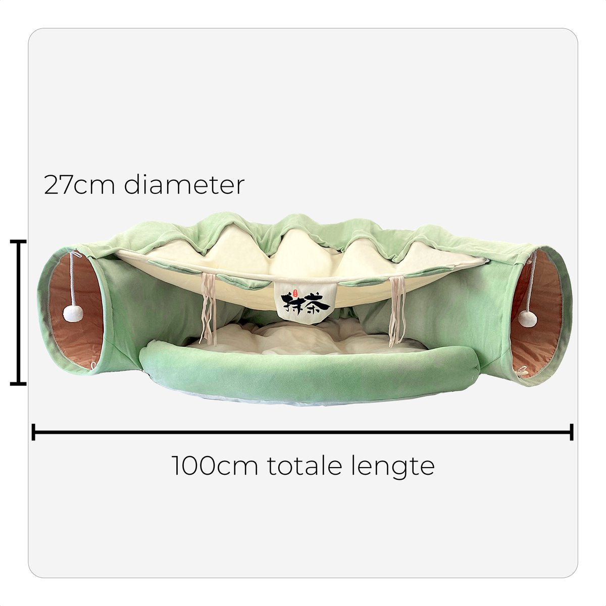  AYOO® Kattentunnel - Kattenmand - Kattenbed - Kattenkussen - Kattenhuis - Speeltunnel Kat - Kattentunnel Met Kattenmand - Poezenmand - Konijnentunnel - Groen