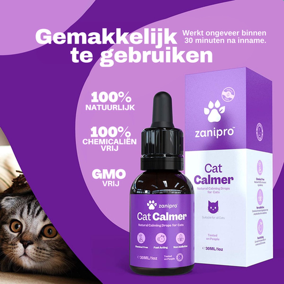  Aerend - Kalmerende Druppels Voor Katten - Anti-stress - Zanipro® 30ml - 100% Natuurlijk Uit Het Verenigd Koninkrijk - Met Ashwagandha &amp; Valeriaan - No Stress Druppels Om Gedragsproblemen Te Verlichten - Voor Thuis En Onderweg