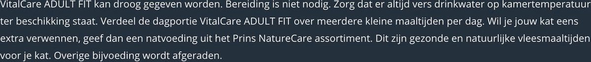  Prins VitalCare Adult Fit 10 Kg - Kat