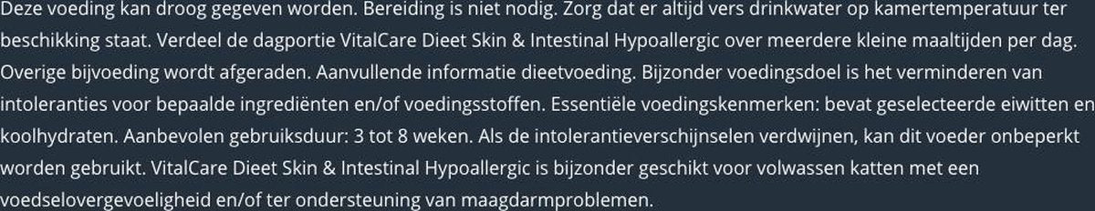  Prins VitalCare Dieetvoeding Skin &amp; Intestinal Hypoallergenic 5 Kg - Kat