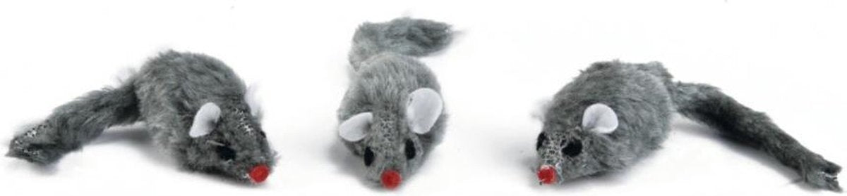 Beeztees Plush Muisje Grijs - Zakje 3st 5 Cm