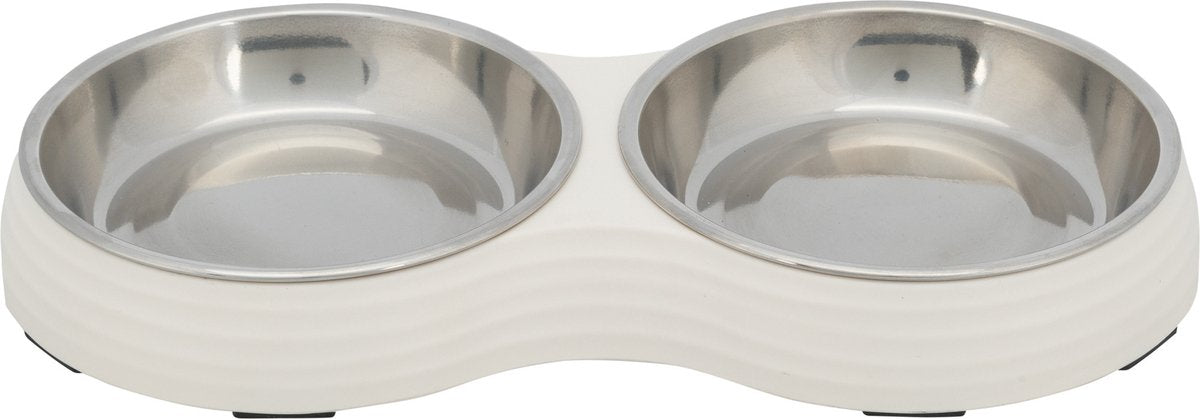 Merkloos Trixie Voerbak Kat Dubbel Melamine / Rvs Wit 2x200 Ml 27x14x3 Cm