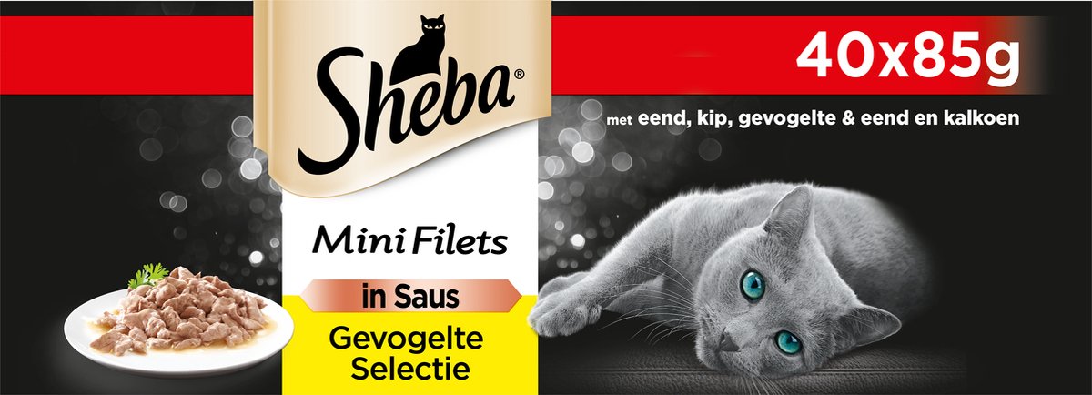  Sheba Mini Filets In Saus Kattenvoer Maaltijdzakjes Gevogelte 40 X 85 G