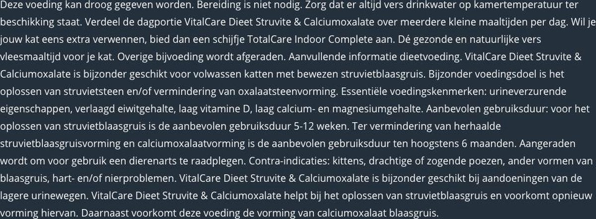 Prins VitalCare Dieetvoeding Struvite &amp; Calciumoxalaat 5 Kg - Kat