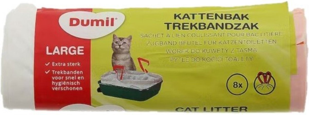  Dumil Kattenbakzakken 24 Rollen á 8 Zakken - Trekbandzakken Voor Kattenbak - 192 Zakken