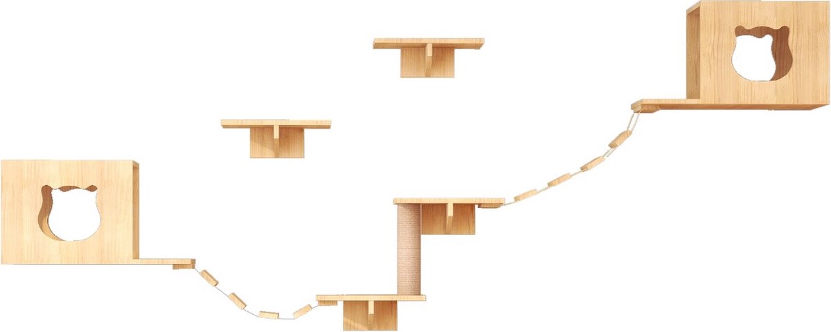  Katten Klimwand |2 Ladders Krabpaal En 2 Huisjes | Kat Klimmuur | Huisdieren | Vermaak Voor Katten