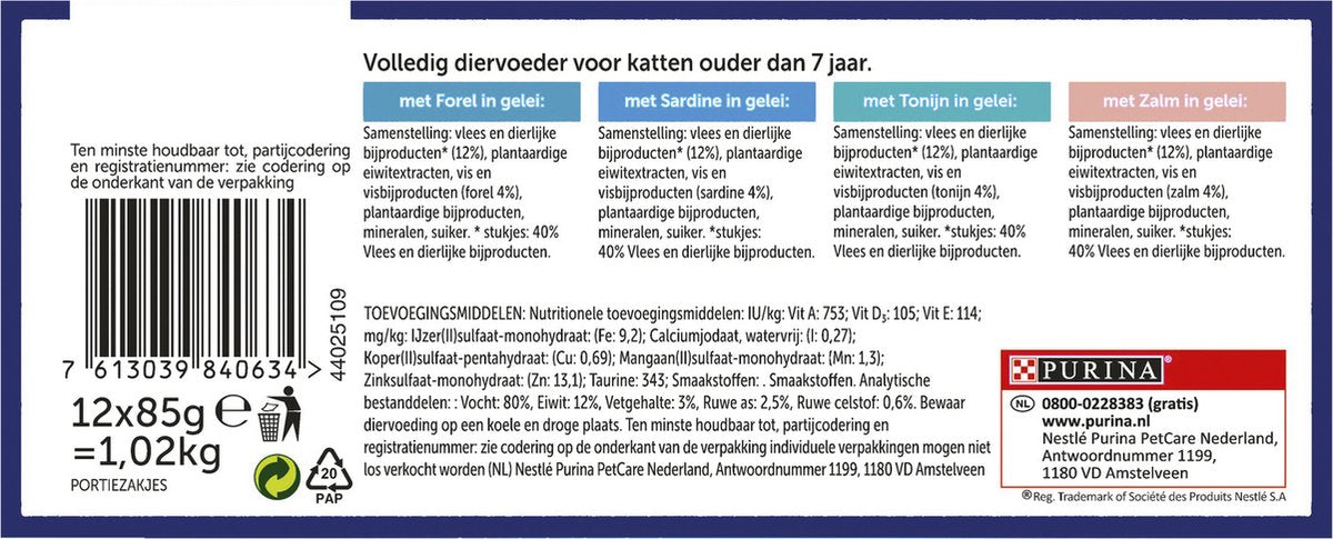  Felix Elke Dag Feest Vis Selectie In Gelei 7+ Jaar 12 X 85 Gr