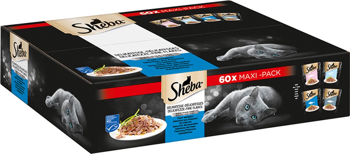  Sheba Natte Kattenvoeding Met Vis - 60 Stuks X 85g - 5100g