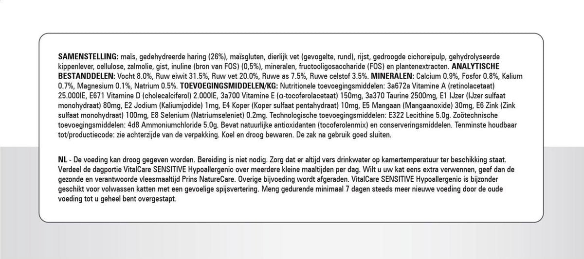  Prins - VitalCare Sensitive Hypoallergic - Kattenvoer - 5 Kg