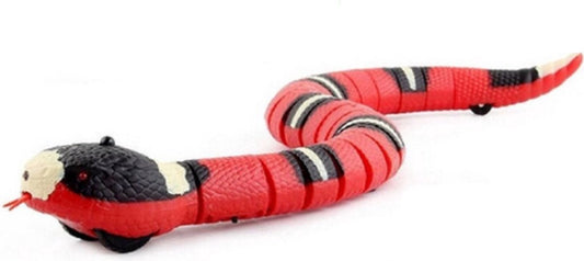 Merkloos Interactief Kattenspeeltje De Rode Slang - Kattenspeelgoed - Bewegend Speelgoed - USB Oplaadbaar - Rood