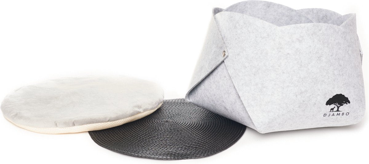  Djambo Grijs Kattenmand Vilt Met 1 Zacht Kussen - Elegant En Praktisch Kattenbed - Comfortabel En Origineel Design