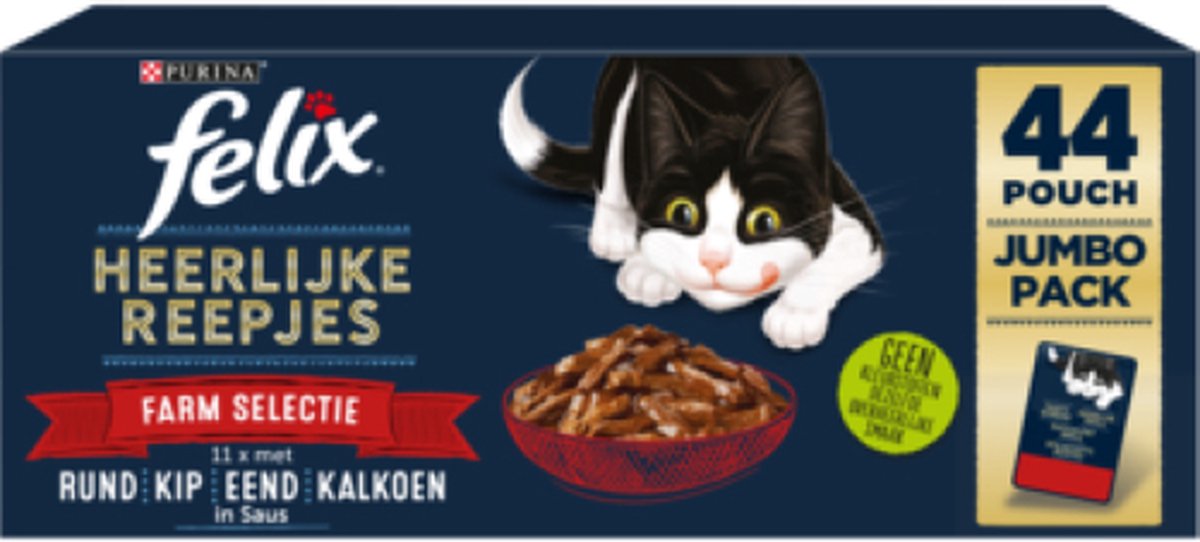  Felix Heerlijke Reepjes Farm Selectie - Katten Natvoer - 44 X 80g
